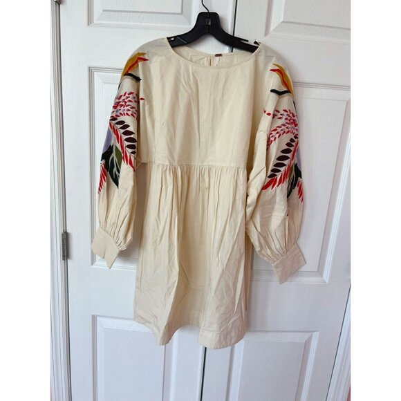 Free People Dresses & Skirts - FREE PEOPLE Mini Obsessions Embroidered Dress Ivory Women’s Size S floral flower